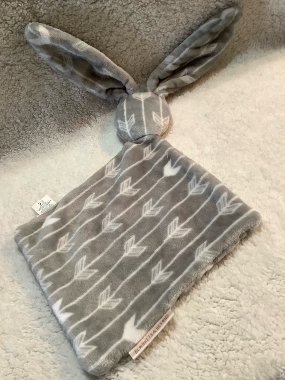 Blankets and Beyond Grey and White Plush Bunny Lovey Security Blanket Toy